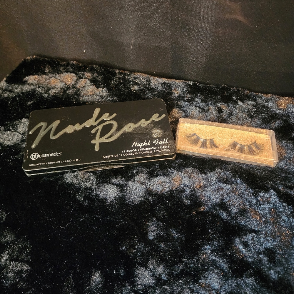 BH Cosmetics Nude Rose Eyeshadow Palette and Lashes.
